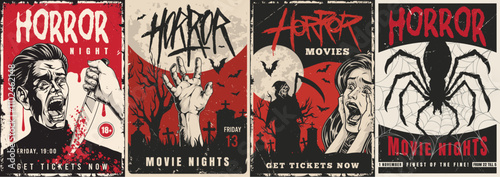 Horror night movie screening posters