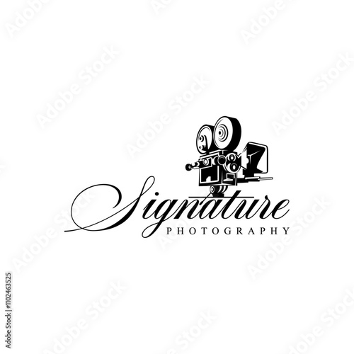 Handwritten Signature photography Font Calligraphy Logotype Script Font Type Font lettering with camera icon vector  design