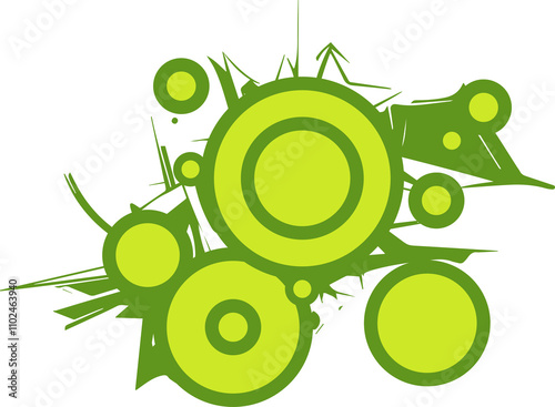 Eléments retro urbains grunge et pop, vert, fond transparent