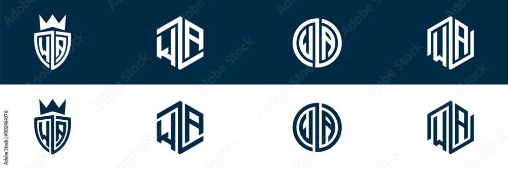 WA AW letter logo set design WA AW letter logo set design
