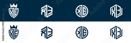XE EX letter logo set design