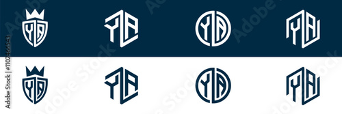 YA AY letter logo set design