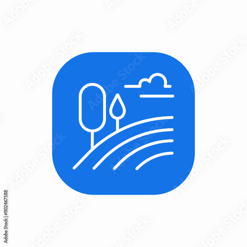 landscape plain tree icon sign vector
