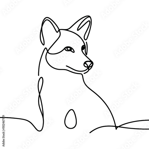 Dingo line art illustration on transparent background for Australia Day and animal lovers