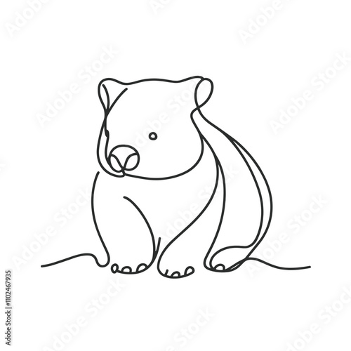 Wombat line art illustration on transparent background for Australia Day and animal lovers