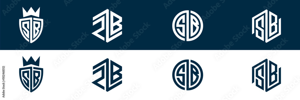 ZB BZ letter logo set design ZB BZ letter logo set design