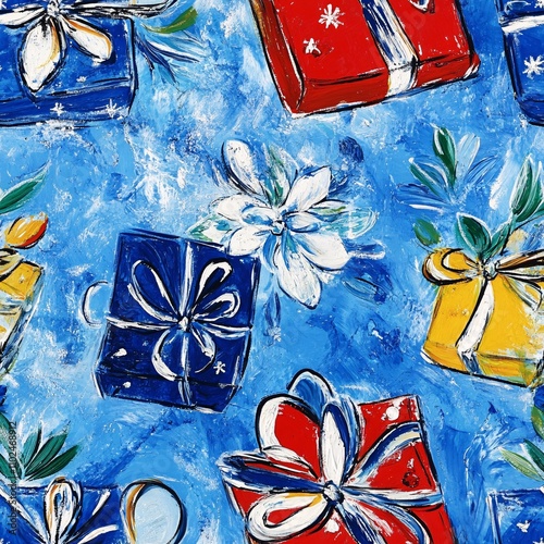 Holiday Gift Pattern with Abstract Art