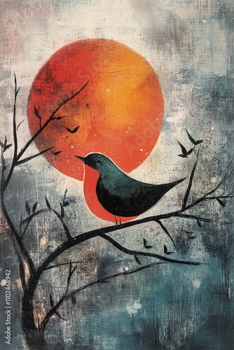 Bird Silhouette Against a Vibrant Sun