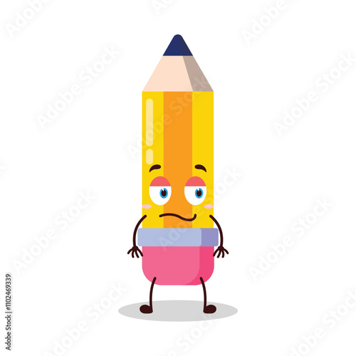 cute silent expression of pencil cartoon character