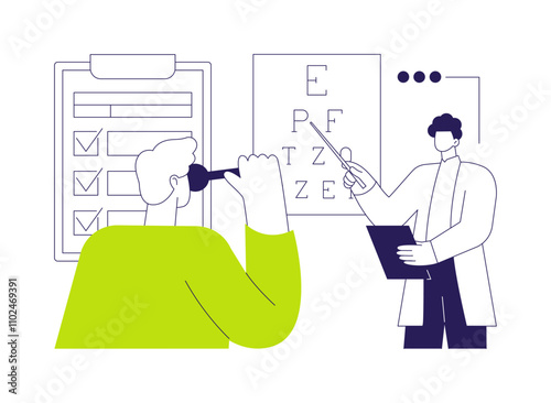 Eye chart abstract concept vector illustration.