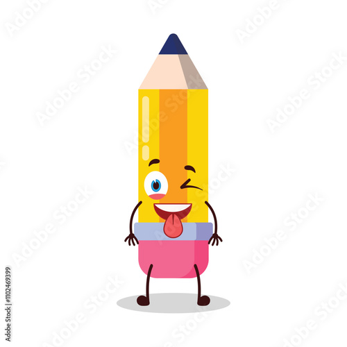 cute teased expression of pencil cartoon character