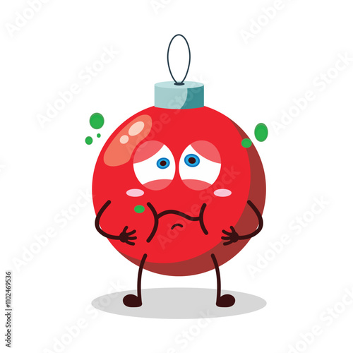 cute sick expression of Christmas ball cartoon character