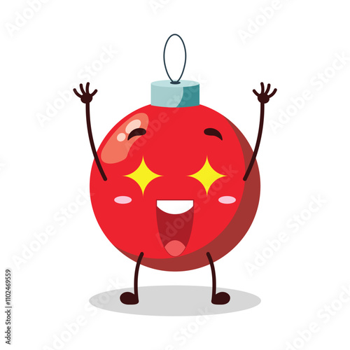 cute excited expression of Christmas ball cartoon character