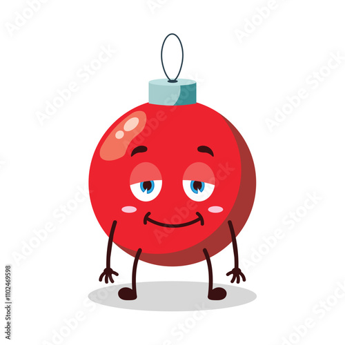 cute lazy expression of Christmas ball cartoon character