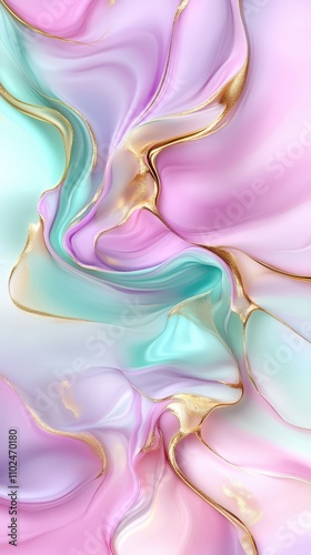 A serene abstract phone wallpaper blending pastel purple, blue, and green swirls with touches of gold