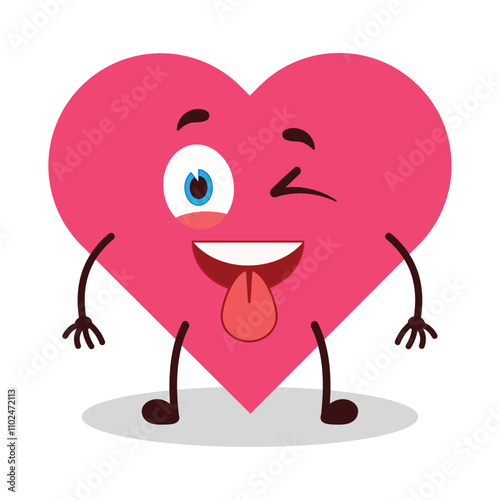 cute teased expression of heart cartoon character