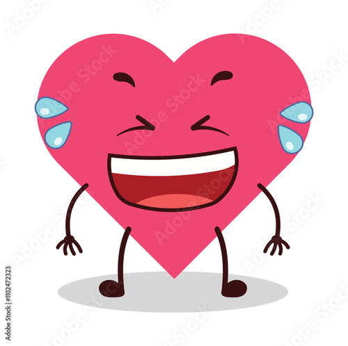 cute laugh out loud expression of heart cartoon character