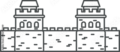 Chinese great wall line icon. Famous landmark