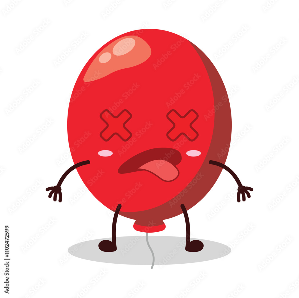 Fototapeta premium cute fainted expression of red balloon cartoon character