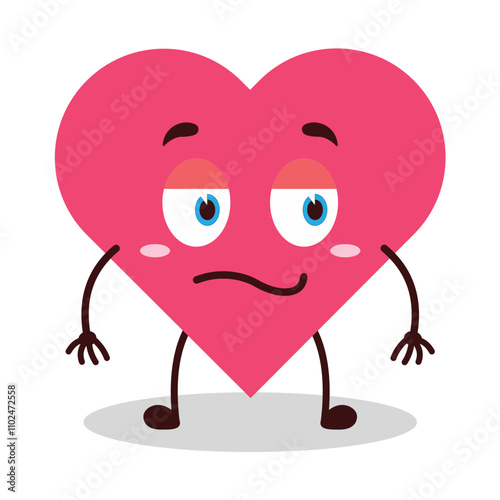 cute silent expression of heart cartoon character