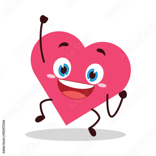 cute hurray victory expression of heart cartoon character