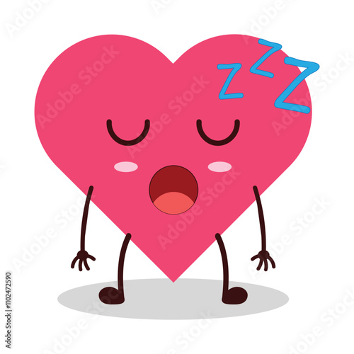 cute rest expression of heart cartoon character