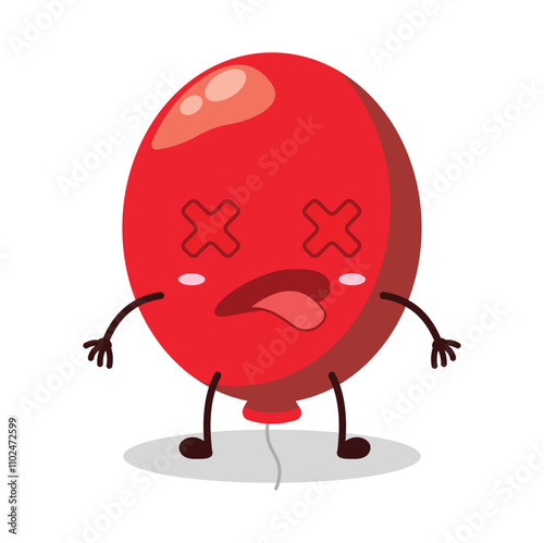 cute fainted expression of red balloon cartoon character