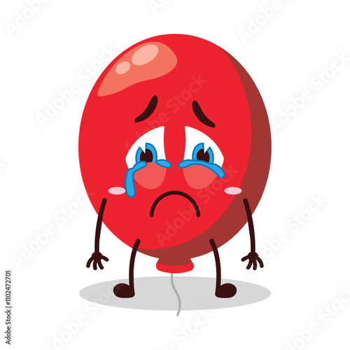 cute cry expression of red balloon cartoon character