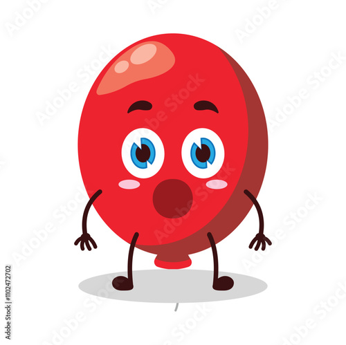 cute shocked expression of red balloon cartoon character