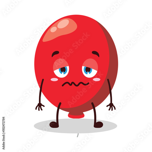 cute nope expression of red balloon cartoon character