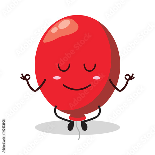 cute yoga expression of red balloon cartoon character