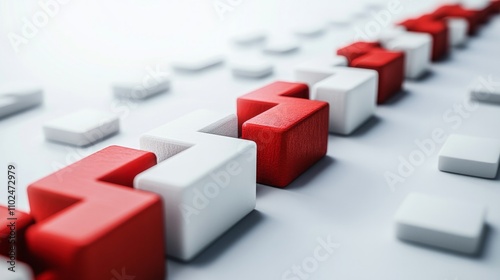 A sequence of arrow blocks symbolizing alignment and consistent focus.

