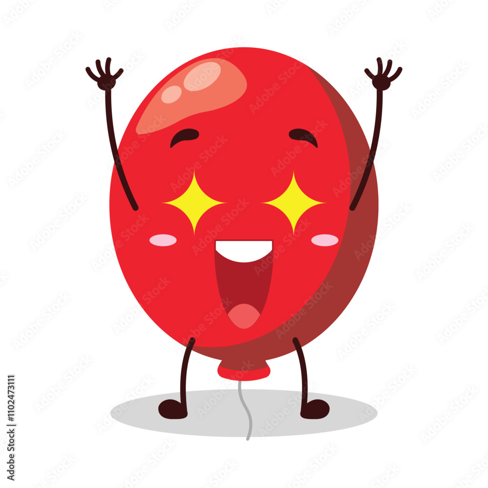 Fototapeta premium cute excited expression of red balloon cartoon character