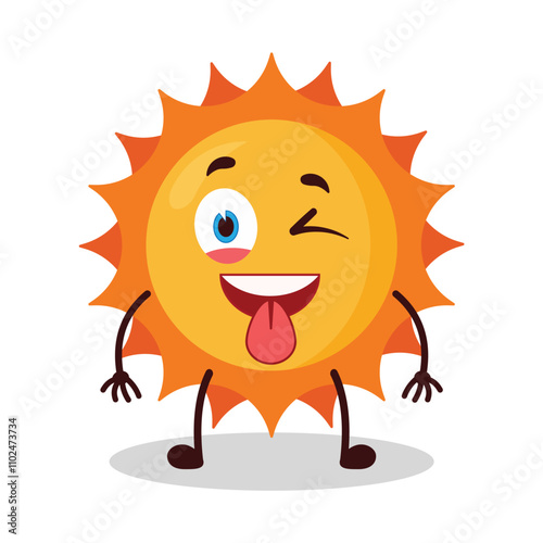 cute teased expression of sun cartoon character