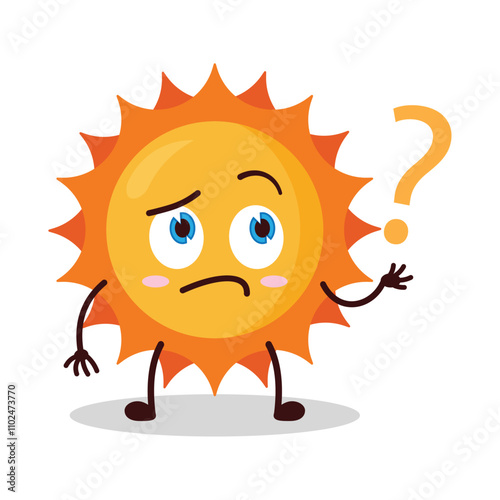 cute curious expression of sun cartoon character