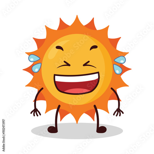 cute laugh out loud expression of sun cartoon character