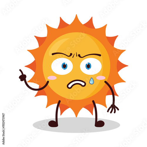 cute weird expression of sun cartoon character