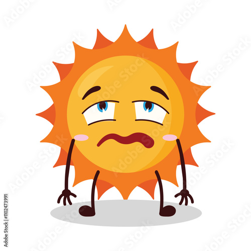 cute bored expression of sun cartoon character