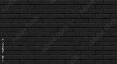 Brick wall texture. Black brick building wall. Black brick wall seamless pattern, texture for kitchen back, interior decoration, plastic panel, building outdoor design. Interior of a modern loft. 