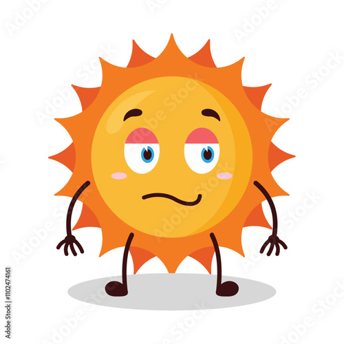 cute silent expression of sun cartoon character