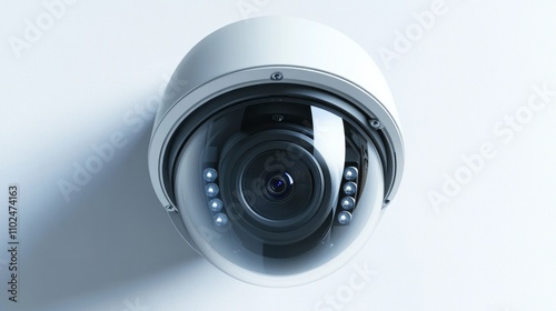 A detailed view of a surveillance camera lens, highlighting its advanced optics.