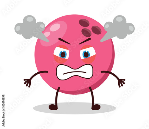 cute angry expression of pink bowling ball character