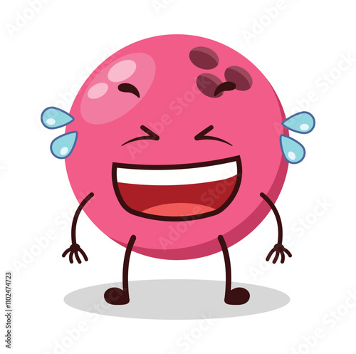 cute laugh out loud expression of pink bowling ball character