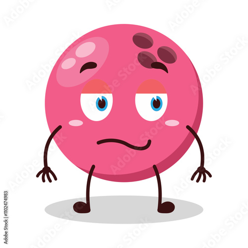 cute silent expression of pink bowling ball character