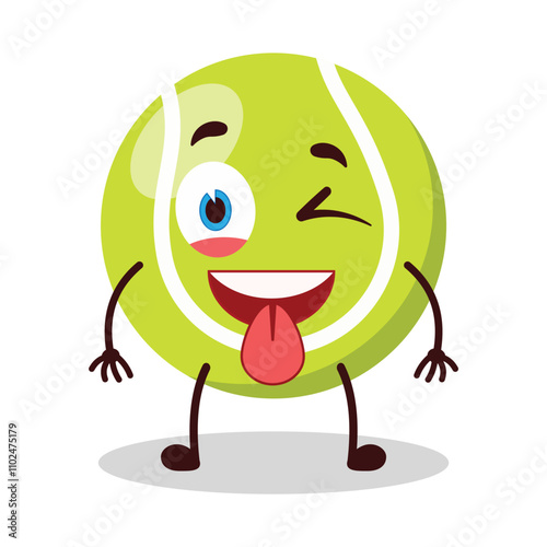 cute teased expression of tennis ball character