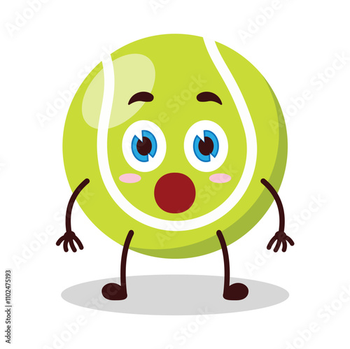 cute shocked expression of tennis ball character