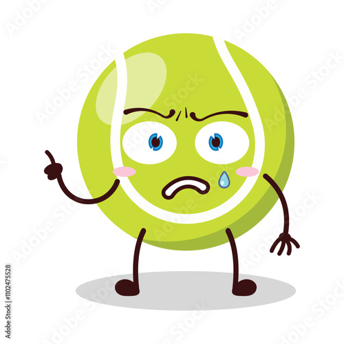 cute weird expression of tennis ball character