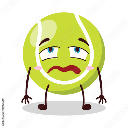 cute bored expression of tennis ball character