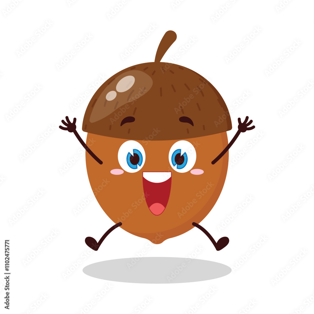 cute celebration jump expression of walnut cartoon character cute celebration jump expression of walnut cartoon character