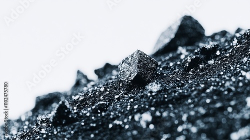 Black silicon carbide grains captured in macro detail.
